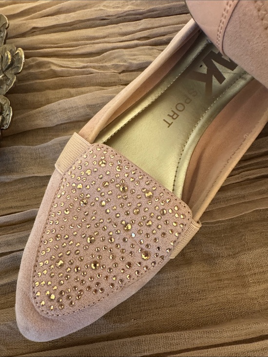 Anne Klein Shoes - Anne Klein Pink Pointed Toe Flats with Stud Accents